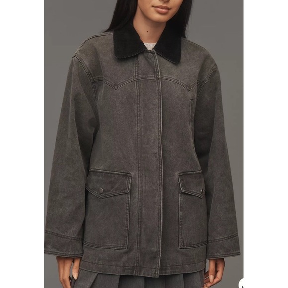 Pilcro Jackets & Blazers - Anthropologie Pilcro Womens Western Denim Barn Jacket Coat Washed Charcoal Sz XL